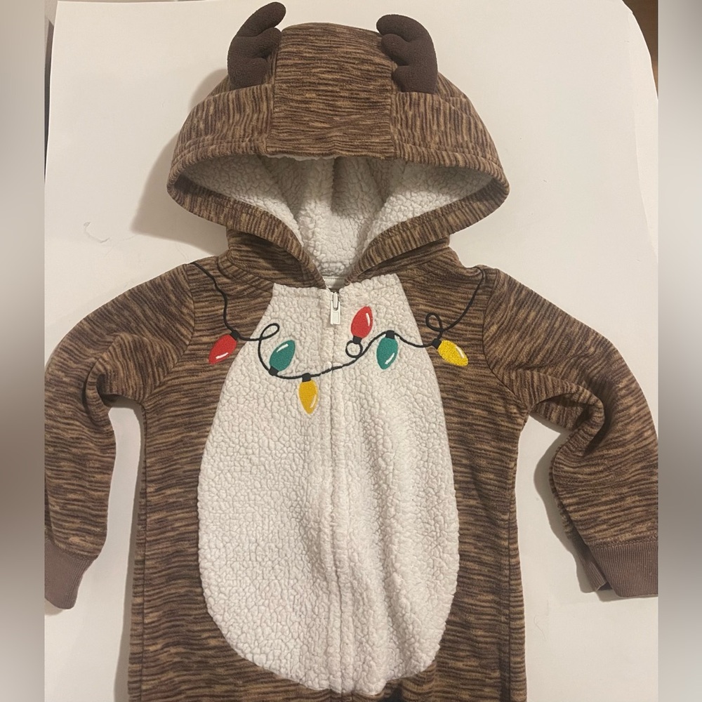Carter's Brown Reindeer Onesie with Festive Lights